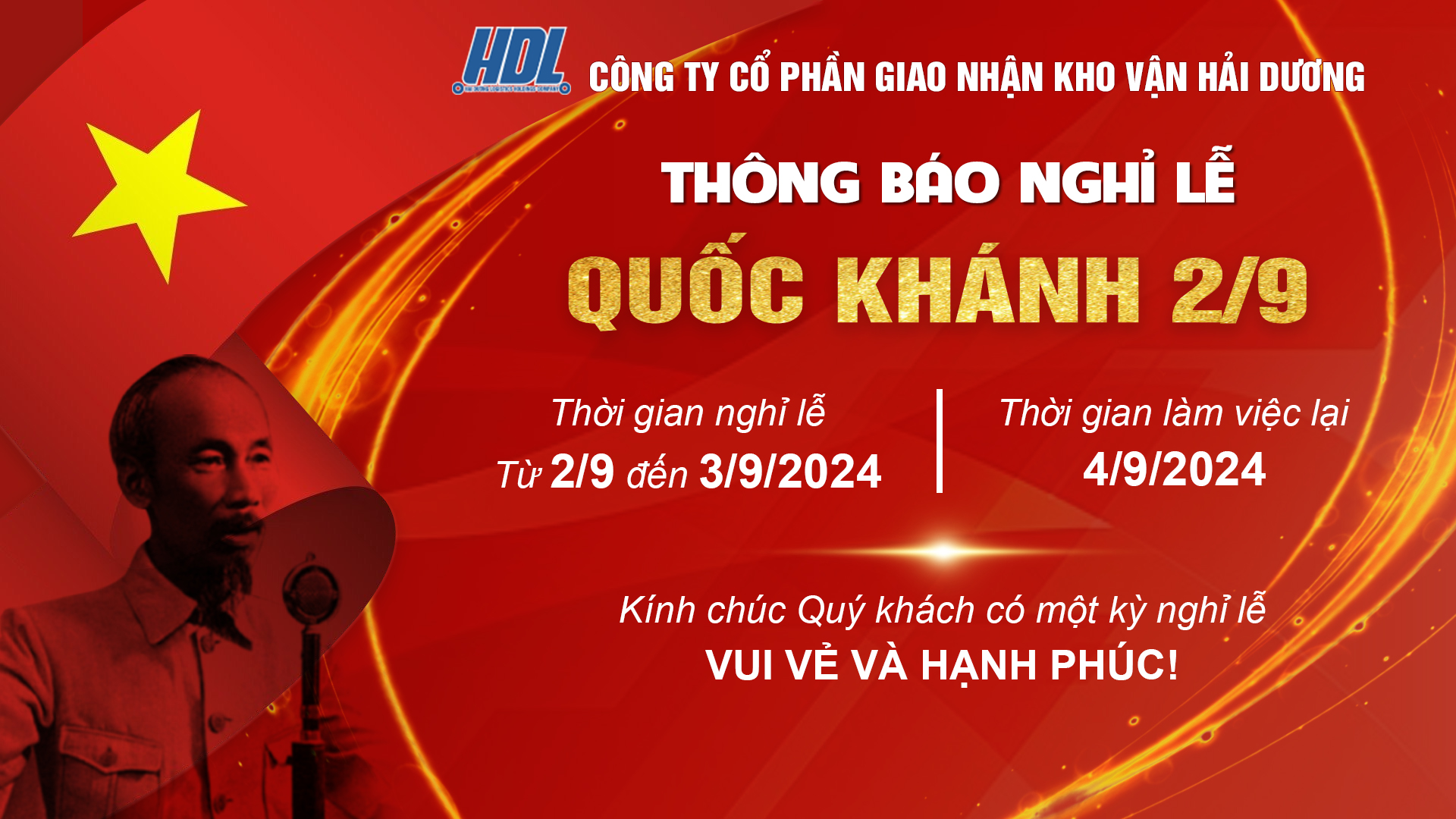 LỊCH NGHỈ LỄ QUỐC KHÁNH 2/9/2024